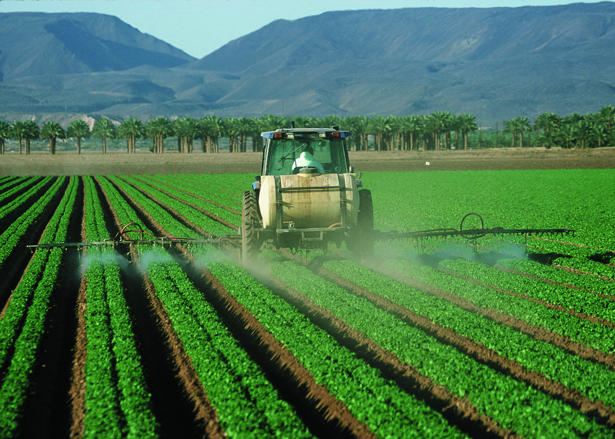 trucktor watering plants